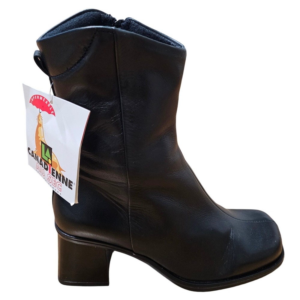 La Canadienne Leather Waterproof Ankle Boots Womens 7.5 Black NEW Made in Canada - Picture 3 of 14